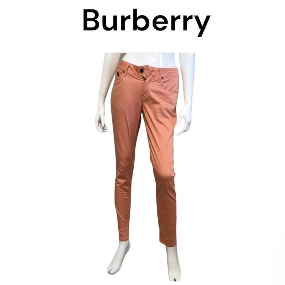 Burberry Peach Womens Stretch Mid Rise Skinny Fit Ankle Zipper Pants Size 27